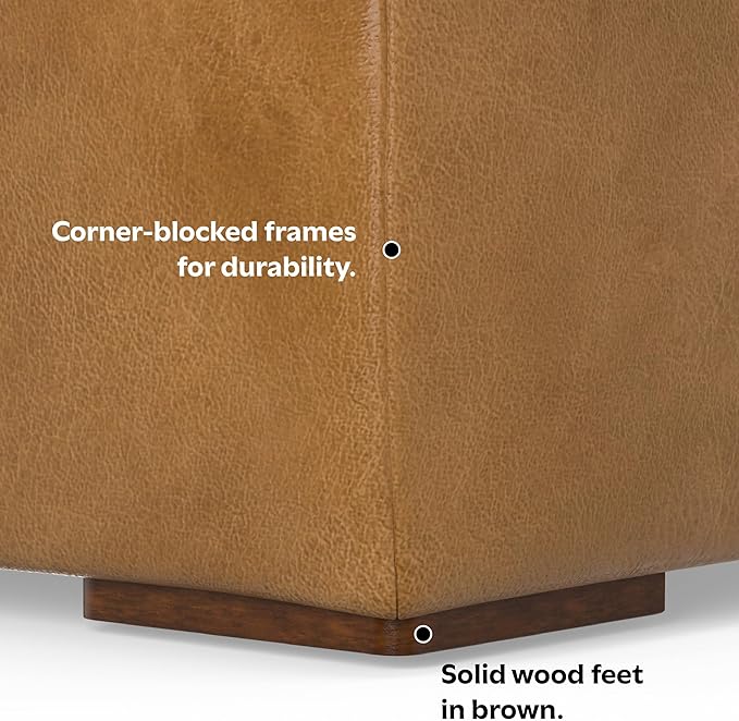 SIMPLIHOME Rex Right Chaise Sofa Module in Full-Grain Genuine Leather, Sienna, 44-inches W x 69.5-inches D, Handcrafted Modern-Style Right-Arm Chaise Lounge Chair for Living Room and Family Room