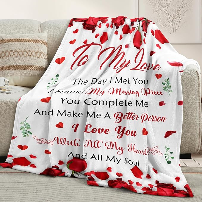 Anniversary Romantic Gifts for Women - Mothers Day Blanket Gift for Her Wife Girlfriend - to My Love Blanket - I Love You Gift for Her - Wife Girlfriend Birthday Gifts Ideas - 60"x80"