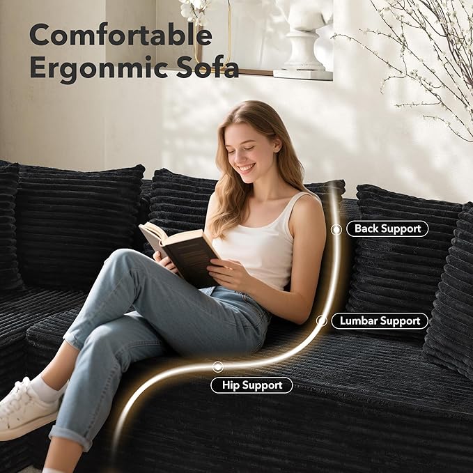Modular Sectional Sofa Cloud Sectional Couch, 106" Comfy L Shaped Couches for Living Room,Oversized Sofa Sleeper with Deep Seat, No Assembly Required