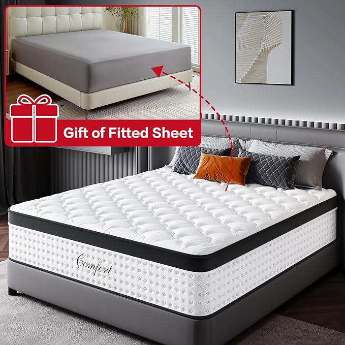 Full Size Mattress - 12 Inch Memory Foam Mattress in a Box, Breathable Fabric, Pocket Springs Hybrid Mattress for Motion Isolation Pressure Relief, CertiPUR-US, Medium Firm Full Mattresses