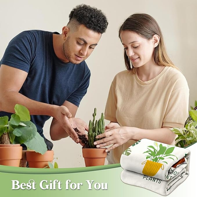 Plant Lover Gifts for Women Men, Gardening Gifts for Women Men, Flannel Soft Blanket Decor, Plant Lady Mom Gift Ideas, Gardener Gift for Birthday Mothers Day Christmas - 50x60 inches