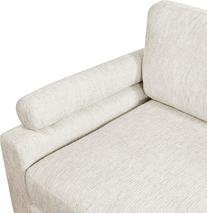Lexicon 120 Inch Modular Sectional Sofa - Oversized 5 Seater Microfiber L Shaped Sectional Couch with Ottoman, 6 Accent Pillows, and Flexible Arrangement for Modern Living Rooms, Beige