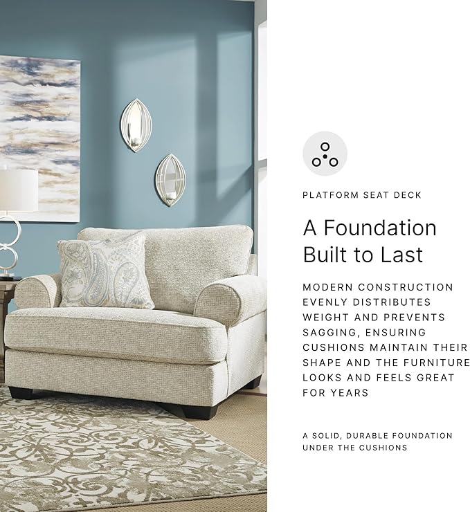 Signature Design by Ashley Monaghan Classic Upholstered Oversized Chair with Reversible Cushion, Beige