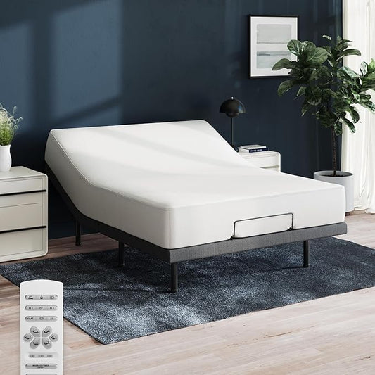 Nectar Luxe Full Adjustable Base & 14” Hybrid Mattress - Head & Foot Incline - Medium Firm Memory Foam & Coils - Cooling Upgrade - 3 Massage Settings - 365-Night Trial & Forever Warranty