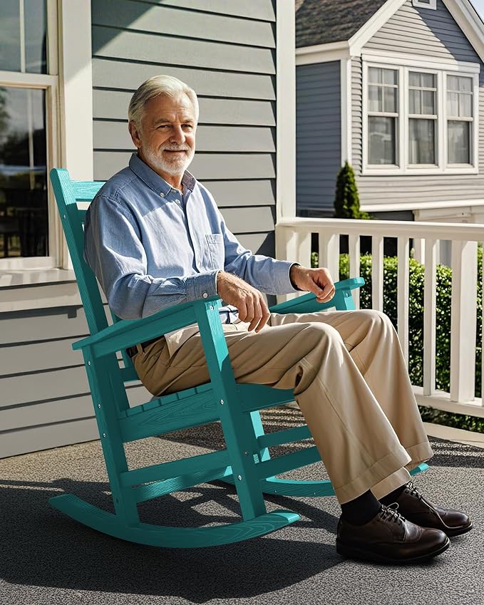 SEWALL HDPE Rocking Chair, Oversized Outdoor Rocking Chair for Adults, Patio Rocker for Porch, Aruba by SERWALL