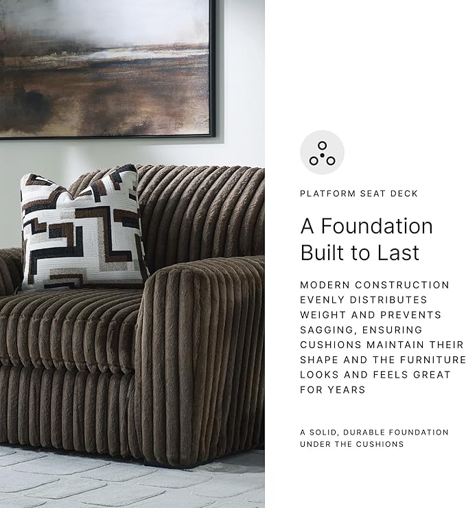 Signature Design by Ashley Midnight-Madness Modern Upholstered Oversized Chair with Reversible Cushions, Dark Brown