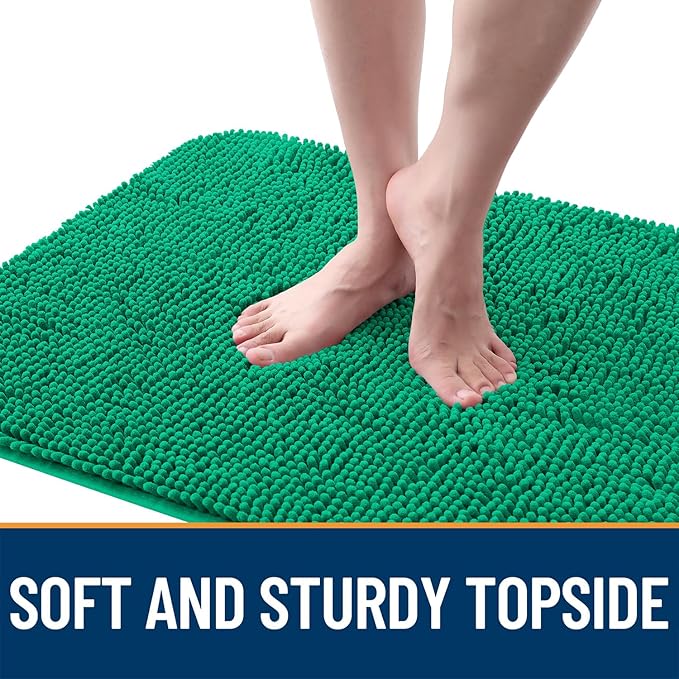 OLANLY Dog Door Mat for Muddy Paws 30x20, Absorbs Moisture and Dirt, Absorbent Non-Slip Washable Doormat, Quick Dry Chenille Mud Mat, Entry Indoor Entryway Carpet for Inside Floor, Emerald Green - Image 4