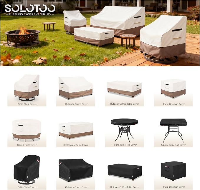 Patio Chair Covers Waterproof Heavy Duty Patio Furniture Covers, 35W x 37D x 36H Inches Swivel Outdoor Chair Cover 4 Pack (Beige) - Image 2