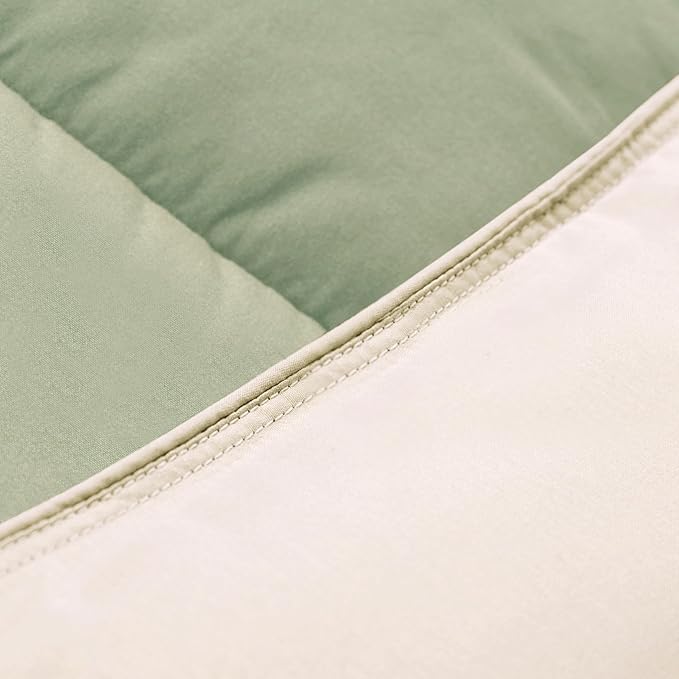 Superior Reversible Down Alternative Comforter, Medium Weight Bedding for All Season Use, Fluffy, Warm, Delicate and Soft Quilt, Bedding Duvet Inserts & Bed Sets, Twin/Twin XL Size, Ivory Sage