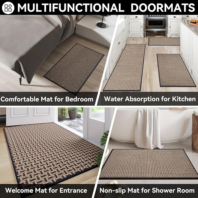 Indoor Door Mat Dirt 36x60 Resistant and Absorbent, Non-Slip Rubber Backing Floor Mats, Easy Clean Low-Profile Doormat for Entryway, Front Door, Inside Entrance Black - Image 8