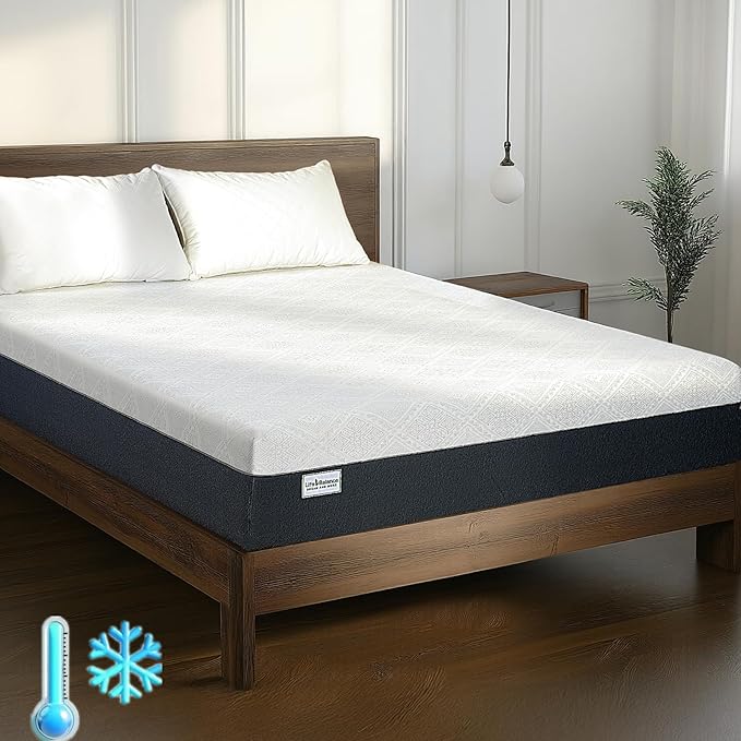 Life Balance 12 Inch Twin Mattress, Gel Memory Foam Twin Size Mattress Made in USA, Pressure Relief, Motion Isolation, CertiPUR-US Certified, Fiberglass Free Colchones in a Box Medium Firm, CY-12-T