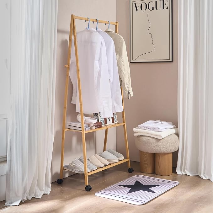 VECELO Coat Rack Freestanding, Entryway Hanger Stand, Umbrella Holder, Hall Tree With Hooks, Floor Standing Metal Tree Stand,Oak - Image 2