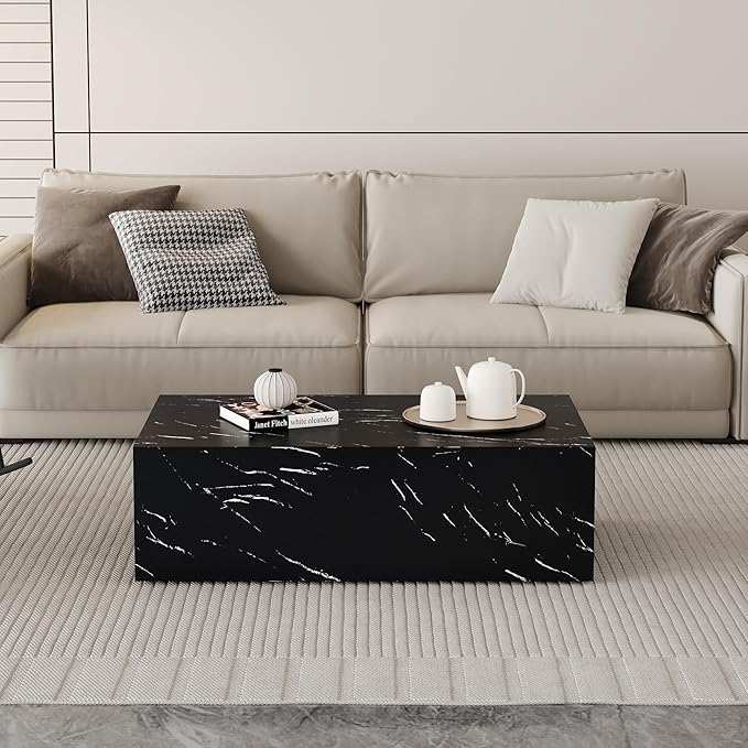 Wood Grain Coffee Table Wood Grain,Rectangle MDF Wooden Center Table for Living Room,Cocktail Center Table for Home,No Assembly Living Room