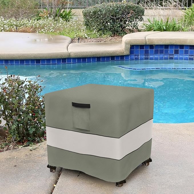 Patio Wicker Side Table Cover,22W x 22D x 18H inch,Waterproof Square Patio Small Side Table Cover,Suitable for 3-Piece Outdoor Wicker Patio Bistro Set Side Table Grey Green - Image 6