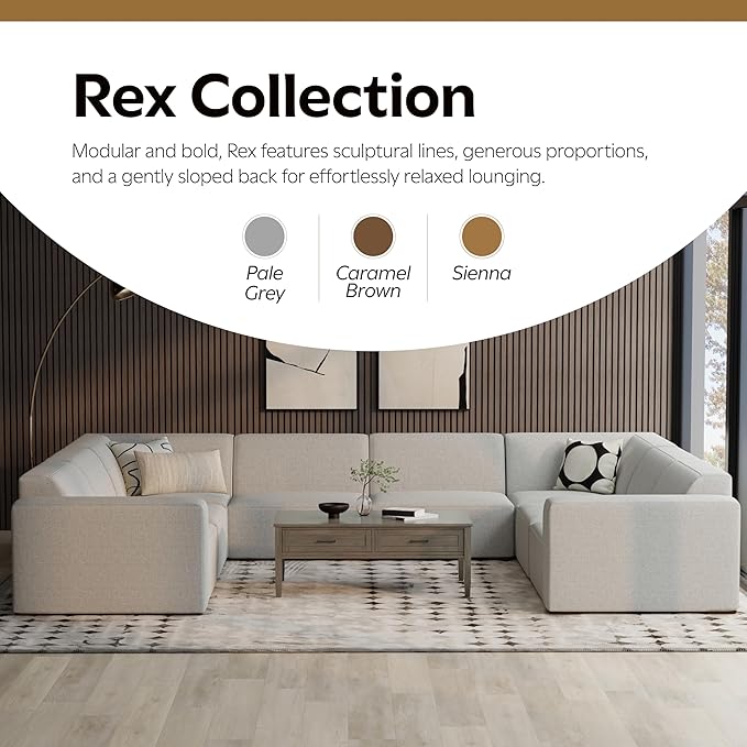 SIMPLIHOME Rex Right-Arm Sofa Module in 100% Recycled Polyester Tightly Woven Performance Fabric, Pale Grey, 44-inches Wide, Handcrafted Modern-Style Right-Arm Accent Chair for Living Room