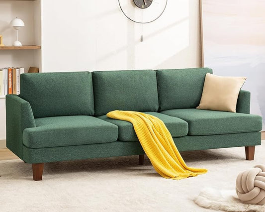 Mid Century Modern Couches for Living Room, 89" Comfy Green Couch Sofa with 3-Seater Deep Seats, Upholstered Sofas for Living Room, Office Apartment, Bedroom