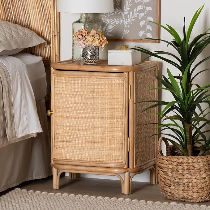 Bali & pari Kiara Bohemian Natural Rattan Nightstand - Image 2