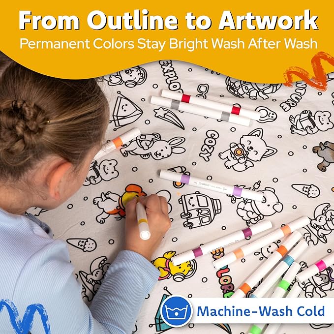 Color-In Blanket for Kids & Adults – Oversized Wearable Blanket Craft Kit – Permanent Marker Design – Sherpa Fleece, Machine Washable - 40" x 60"