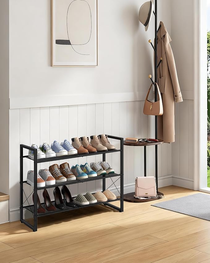 CHOEZON Shoe Rack, 3-Tier Shoe Rack for Closet, Metal Shoe Storage Organizer, Shoe Rack for Entryway, Shoe Shelf with Adjustable Feets, for Entryway, Hallway, Living Room, Bedroom, Black TXJ13BB - Image 5