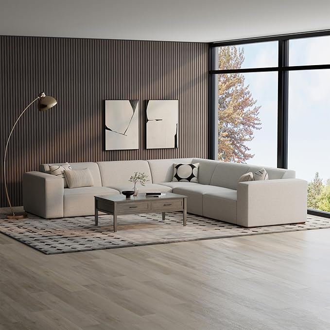 SIMPLIHOME Rex Corner Sofa Module in 100% Recycled Polyester Tightly Woven Performance Fabric, Pale Grey, 38-inches Wide, Handcrafted Modern-Style Corner Accent Chair for Living Room