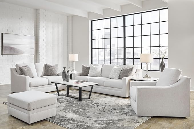 Signature Design by Ashley Maitelynn Casual Upholstered Ottoman, White