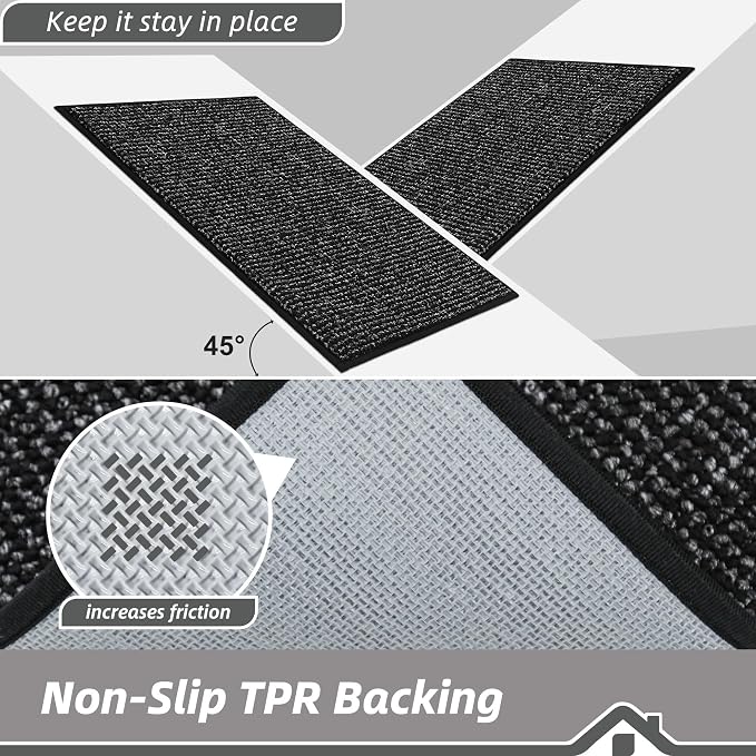 BEQHAUSE Dirt Trapper Door Mat 20" x 48", Non-Slip Washable Doormats Entrance Mat, Dirt Resistant and Absorbent Welcome Mat, Low Profile Floor Mats for Front Back Door and Entryway, Black - Image 6