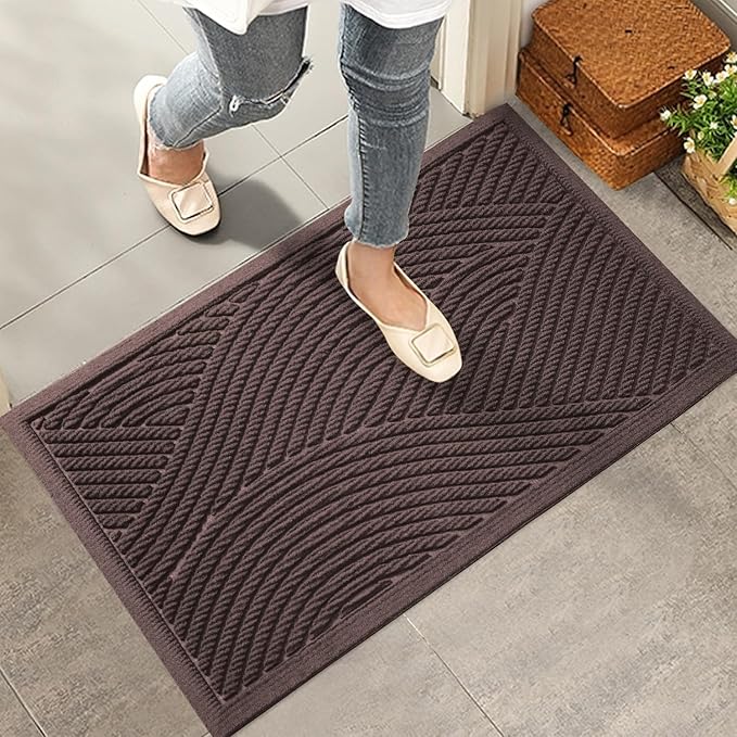 HIYARD Sturdy Front Door Mat, Absorbent Muddy Dirt Resist Welcome Door Mats Outdoor Indoor, Stain and Fade Resistant, Non-Slip Backing Entry Mat Low Profile Doormat for Entryway, 29??17, Coffee by HIYARD
