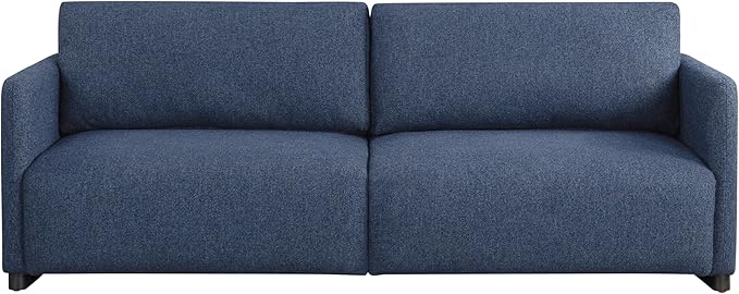 Serta® Vail 86" Convertible Sleeper Sofa, Queen Size, Wall-Hugging Dreamglide Mechanism, Dreamcoil Comfort, Boucle Fabric, Navy Blue