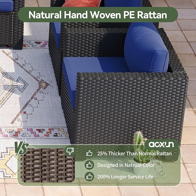 Aoxun 1 Piece Outdoor Patio Furniture Set 2 Seats, Blue
