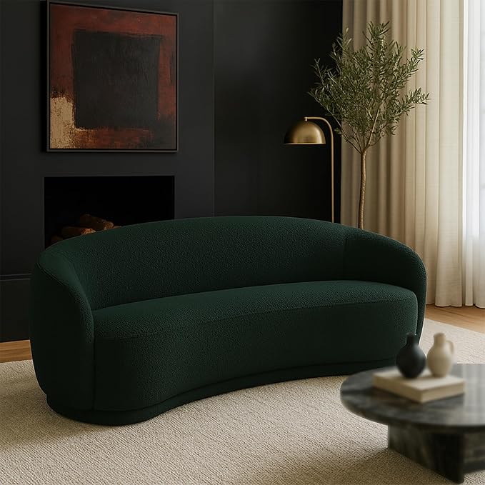 Meridian Furniture 693Green-S Hyde Collection Modern | Contemporary Boucle Fabric Upholstered Sofa, Green, 89.5" W x 38" D x 28" H