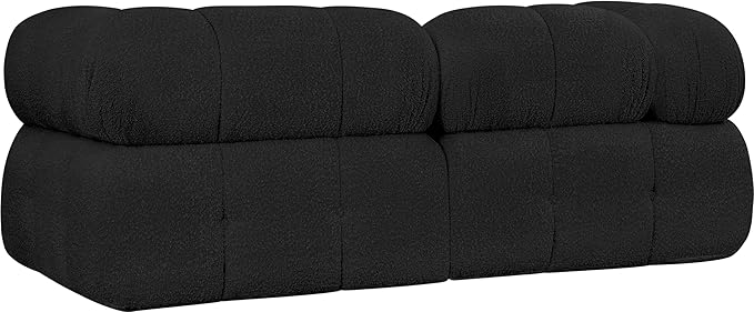 Meridian Furniture 611Black-S68A Ames Collection Modern | Contemporary Modular Sofa with Rich Black Boucle Fabric, Modular to Create Infinite Configurations, 68" W x 34" D x 28" H, Black