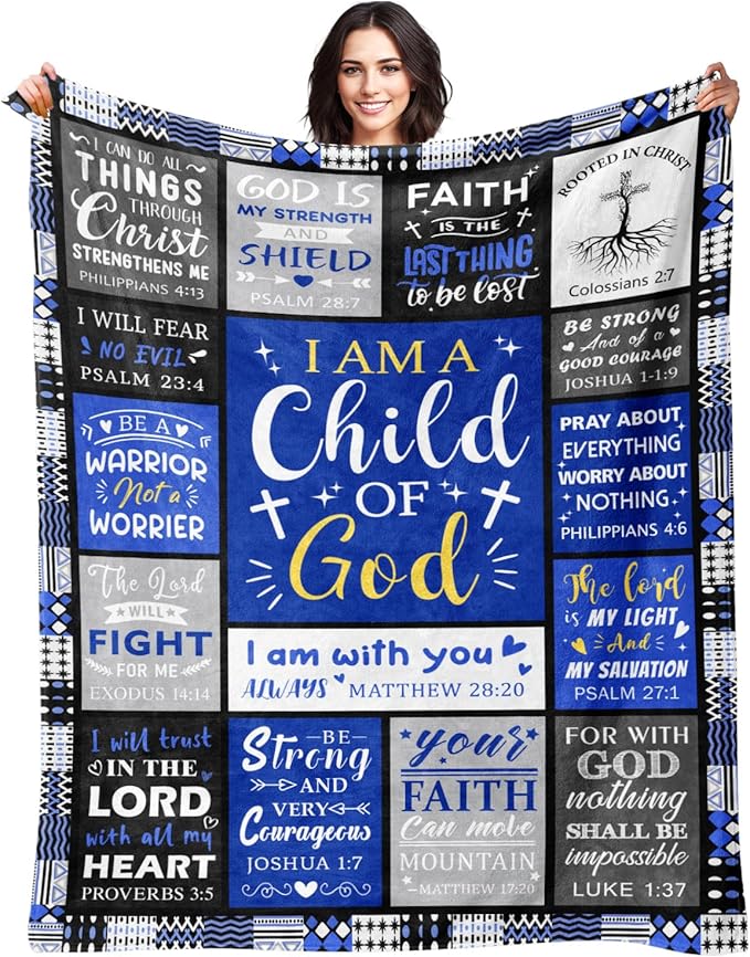 Christian Gifts for Men - Baptism Gifts for Boys & Men - Bible Verse Christian Blanket - Inspirational Birthday Religious Catholic Spiritual & Confirmation Gift for Teen Boys - Baptism Blanket 60"x80"
