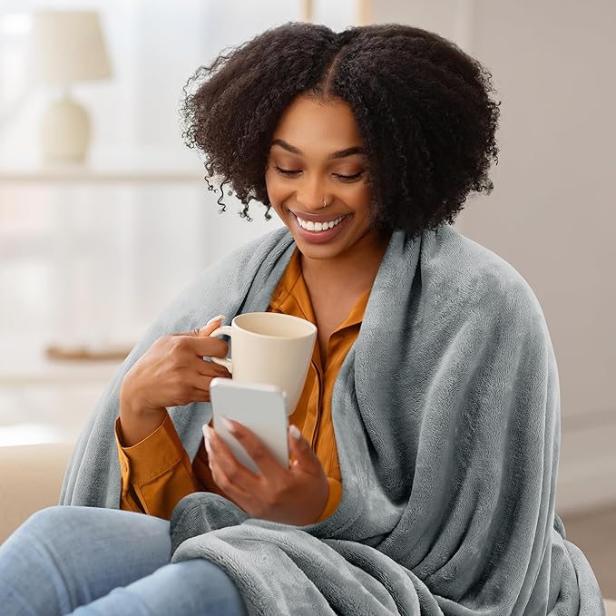 Utopia Bedding Fleece Blanket Queen Size Ash Grey (90x90 Inches) Ultra Soft Warm Lightweight Microfiber Breathable Anti-Static Cozy Bed Blanket, All-Season Home Decor Gift for Men & Women
