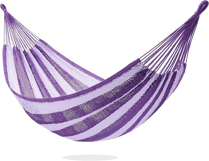 PNAEUT Handwoven Mayan Hammock, Thick Soft Rope Double Hammock for Outdoor Outside & Indoor, 600 lbs Capacity Heavy-Duty, Includes Tree Straps, Carabiners & Carrying Bag (Mauve Purple, X-Large) by PNAEUT