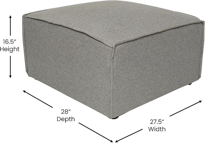 Flash Furniture Bridgetown Fabric Ottoman Module for Sectional Sofa, Customizable Modular Couch Ottoman, Gray