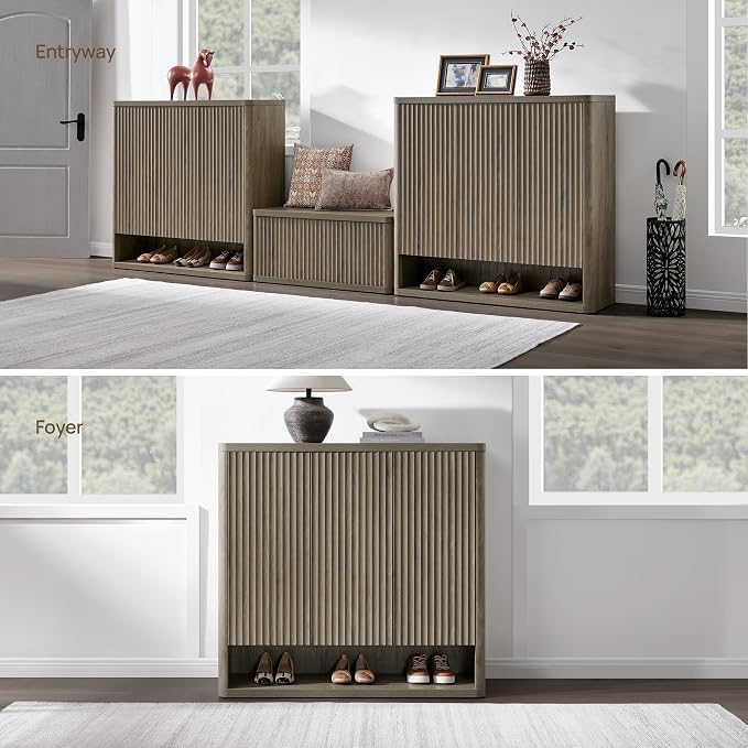 SICOTAS Shoe Cabinet 94.4" Wide Freestanding Hidden Shoe Storage Cabinet with 6 Doors & 8 Adjustable Shelves Tall Modern Shoes Rack Organizer Cabinets Storage for Entryway Hallway Living Room Entrance - Image 5