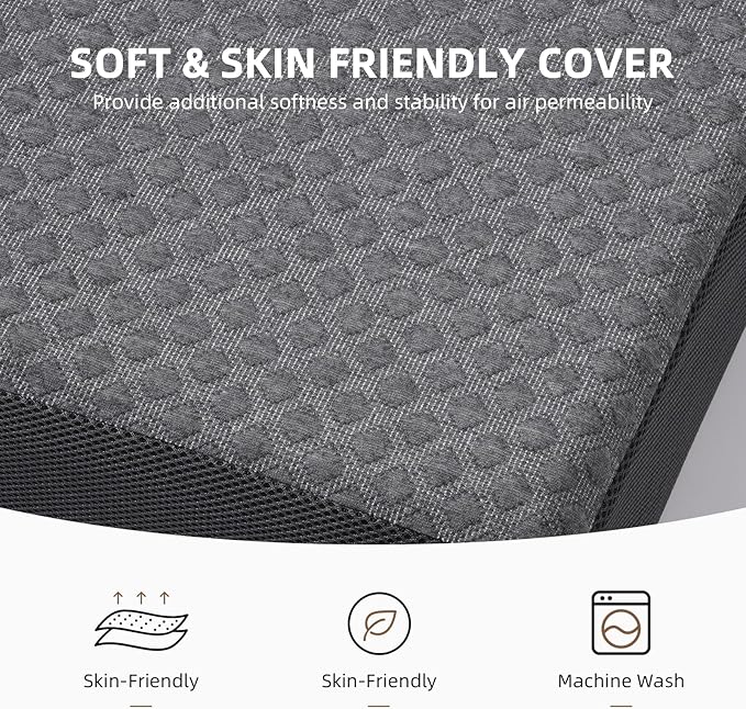Tri Folding Mattress - Foldable Mattress for Travel/RV/Camping/Road Trip/Guest Room/Yoga, Tri-fold Memory Foam Mattress with Washable Cover, Handle & Non-Slip Bottom