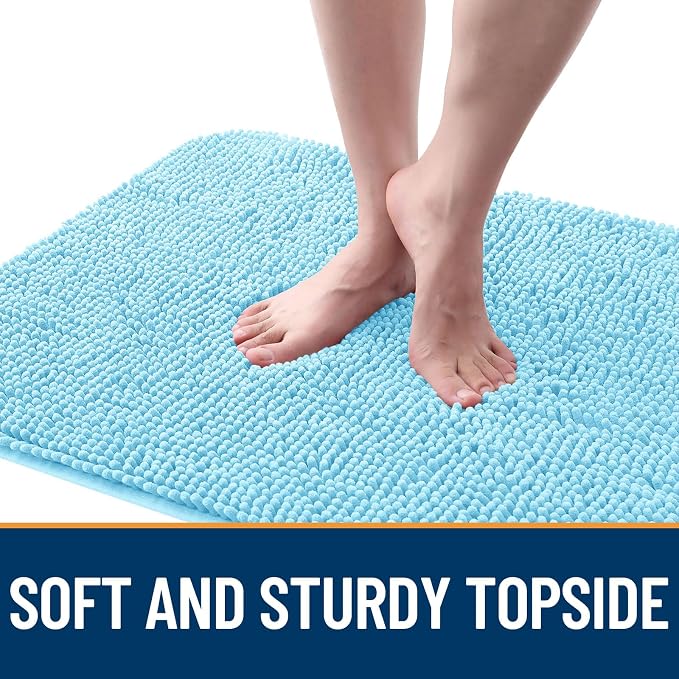 OLANLY Dog Door Mat for Muddy Paws 70x35, Absorbs Moisture and Dirt, Absorbent Non-Slip Washable Doormat, Quick Dry Chenille Mud Mat for Dogs, Entry Indoor Entryway Carpet for Inside Floor, Blue - Image 4