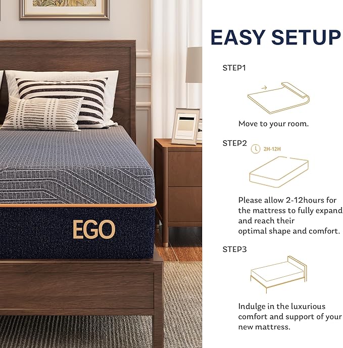 MLILY EGOHOME 12 Inch King Size Mattress, Copper Gel Cooling Memory Foam for Back Pain Relief, Therapeutic Bed in a Box, Foam Made in USA, CertiPUR-US Certified, 76x80x12 Black