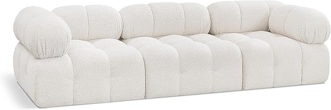 Meridian Furniture 611Cream-S102A Ames Collection Modern | Contemporary Modular Sofa with Rich Cream Boucle Fabric, Modular to Create Infinite Configurations, 102" W x 34" D x 28" H, Cream