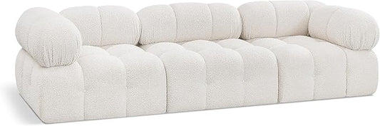 Meridian Furniture 611Cream-S102A Ames Collection Modern | Contemporary Modular Sofa with Rich Cream Boucle Fabric, Modular to Create Infinite Configurations, 102" W x 34" D x 28" H, Cream