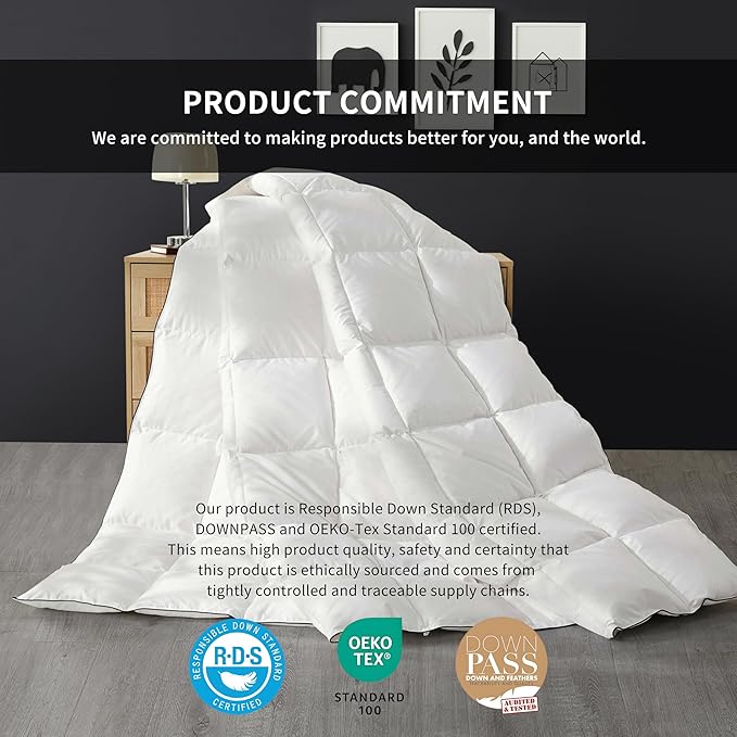 SAPHREAS Feather Down Comforter California King Size, All Season White Duvet Insert, Soft 100% Cotton Luxurious Hotel Bedding Comforters with Corner Tabs, 104x96”