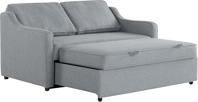 Serta® Corren 68.1" Queen Sized Convertible Sofa, Dream Coil® Comfort, Fingerguard® Pinch Point Protection, Sofa Chenille Fabric, Light Gray
