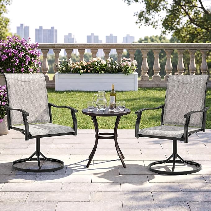 Outdoor Swivel Dining Chairs Set of 2, Textilene Patio Swivel Chair All Weather Outdoor Dining Chairs 360 Degree Rotating Metal Patio Rocking Chair for Lawn, Porch, Garden, Backyard, Poolside - Image 3