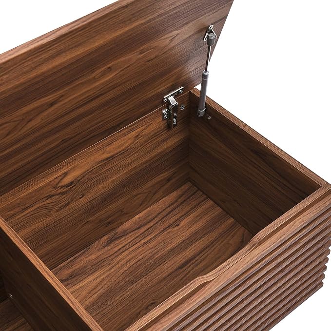 Modway Render 47" Wood Grain Storage Bench in Walnut - Image 6