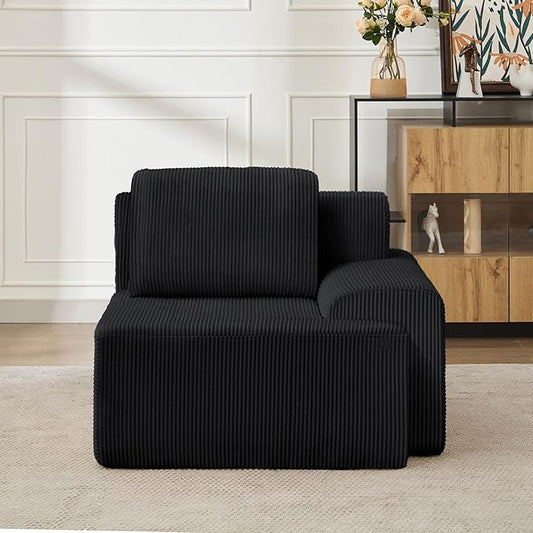 KIGOTY Modular Sectional Sofa, Comfy Cloud Sectional Couch with Right Armrest, Corner Couch, Modern Boneless Sofas for Living Room, No Assembly Required, Black