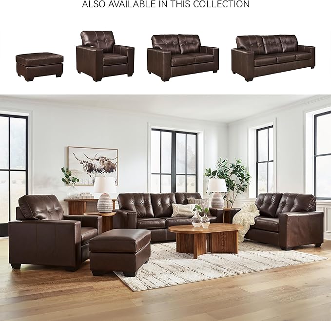 Signature Design by Ashley Santorine Classic Tufted Leather Match Chair, Dark Brown