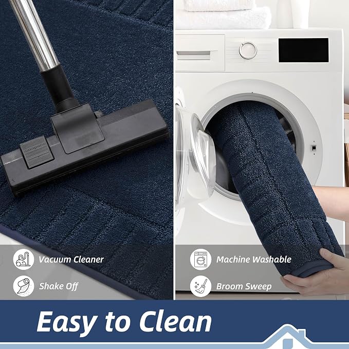 BEQHAUSE Door-Mat-Non-Slip Dirt Trapper Door Mats Low-Profile Front Door Mat Absorbent Floor Mats for Entryway Washable Mud Resistant Home Entrance Doormat,Navy Blue,24"x36" - Image 7