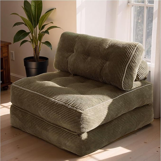 Folding Sofa Bed,Convertible Sleeper Chair for Adults, Folding Sofa Bed Foam Filling Couch with Pillow，Sleeper Chairs Single Size Floor Mattress,Brown