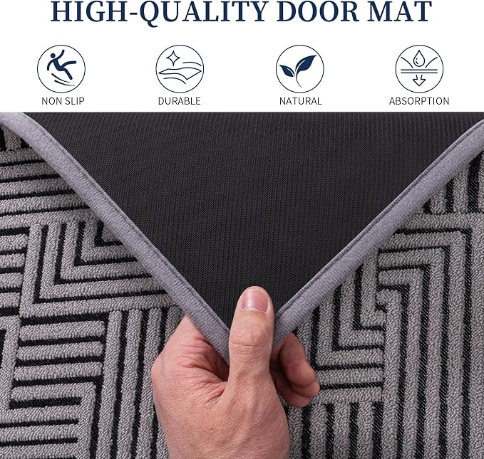 YIHOUSE Dirt Trapper Door Mat 32" x 47", Non-Slip Washable Entrance Mat, Dirt Resistant and Absorbent Welcome Mat, Low Profile Floor Mat for Front/Back Door, Entryway, Grey - Image 5
